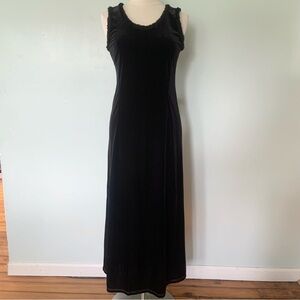 Vintage Long Velvet Gown w/ Fluffy Trim